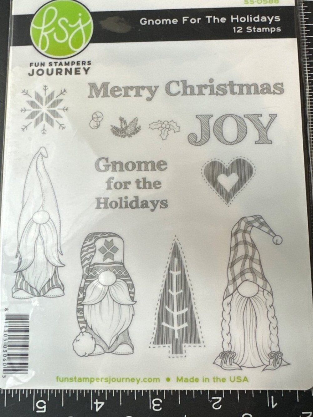 Fun Stampers Journey, Gnome For The Holidays Cling Rubber Stamp Set